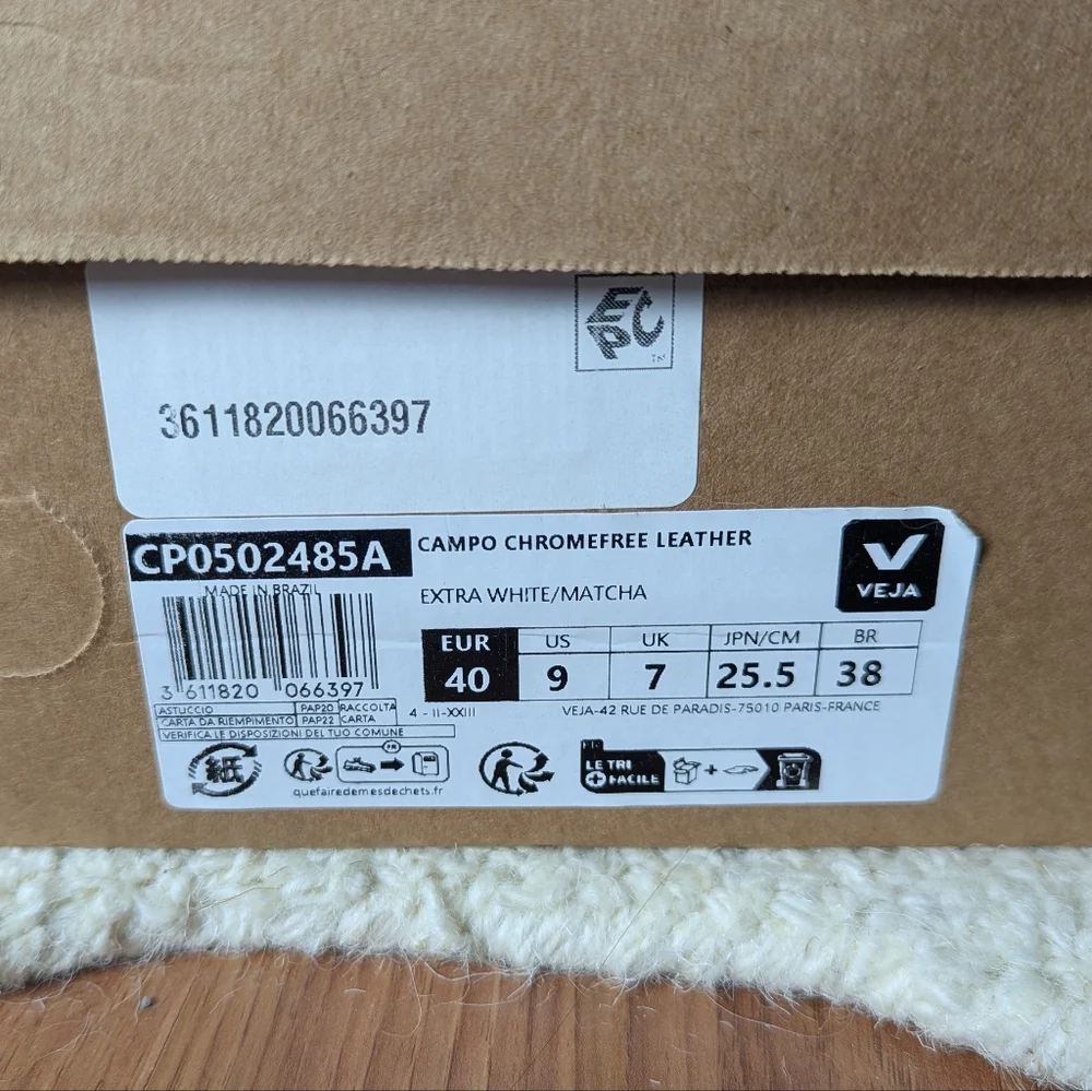Veja Campo Extra White & Matcha Size 9 Womens White and Green Sneakers - Picture 12 of 14